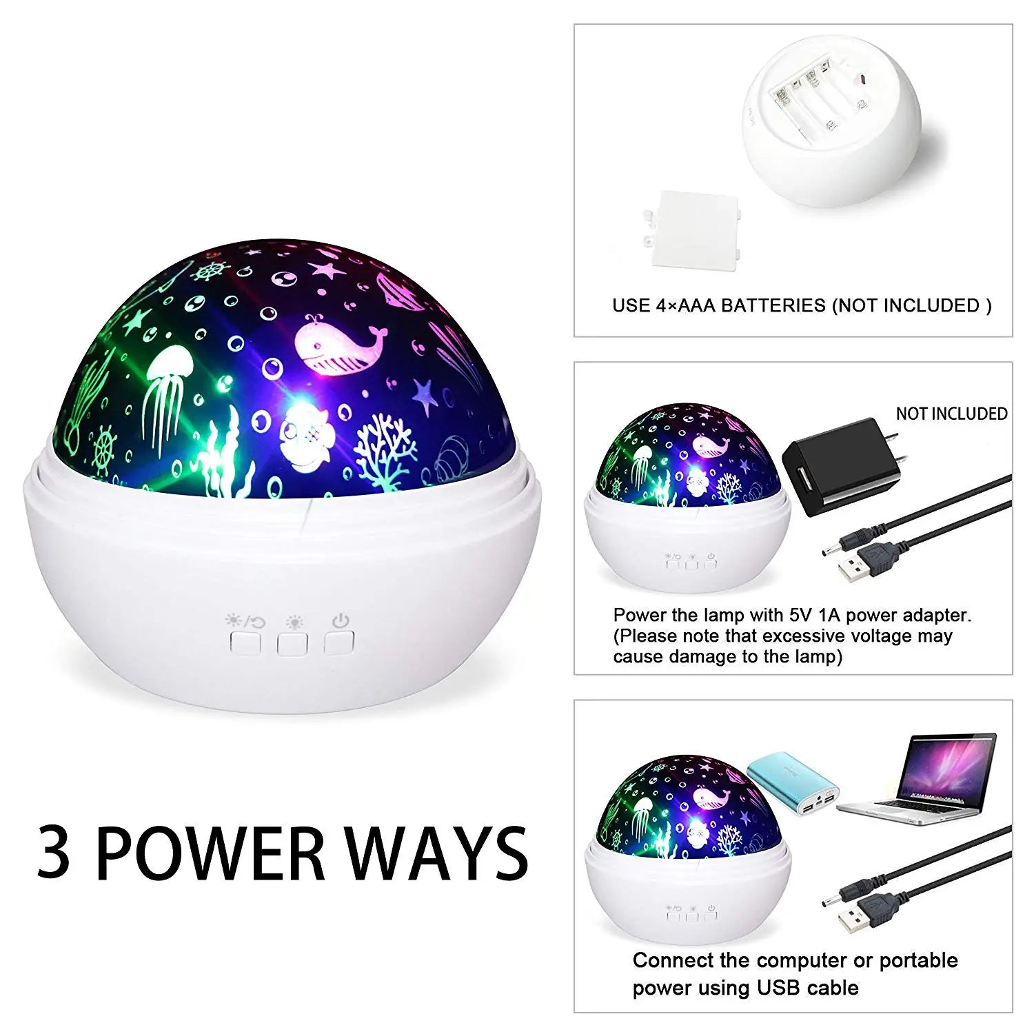 Veilleuse pour enfants 360 °   Projecteur de veilleuse étoilée rotatif pour bébé, projecteur de vagues d'océan pour décoration de chambre d'enfants