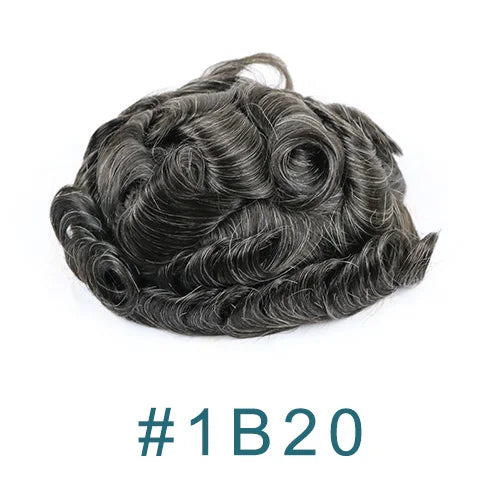 1B40 1B65 gris cheveux humains hommes toupet indécutable 0.1mm Pu Base homme perruques remplacement naturel délié cheveux prothèse capillaire