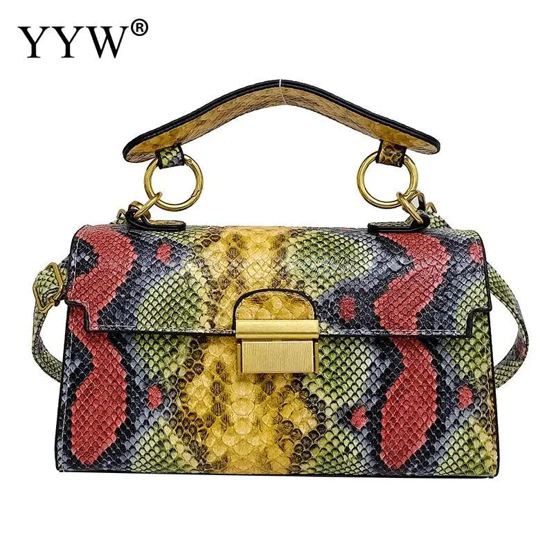 Women's PU leather shoulder bag, snakeskin pattern, square messenger bag, women's tote bag, insider bags, luxury brand, 2023 