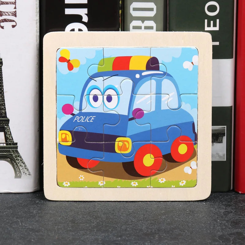 Puzzle en bois de petite taille, jouets Montessori pour bébé, jeu de société 3D, jouets éducatifs, cadeau pour enfants, 9 pièces