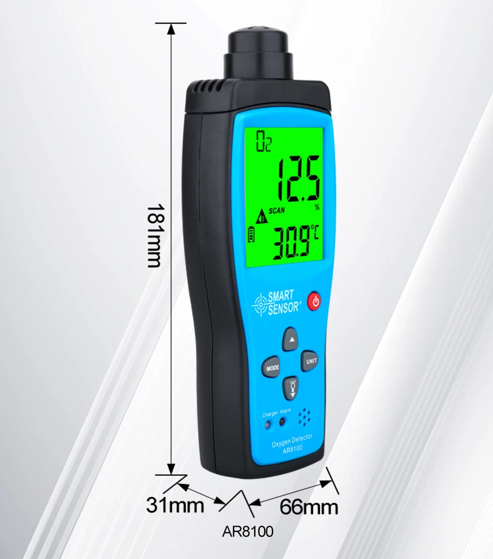 Capteur Intelligent Numérique d'Oxygène, Détecteur de Gaz, Alarme Sonore et Lumineuse, Moniteur de Qualité de l'Air avec Écran LCD de Température