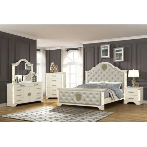5 Piece Classic Furniture Wood King Bed Modern Bedroom Set Wooden Bed Furniture Home Bedside Table