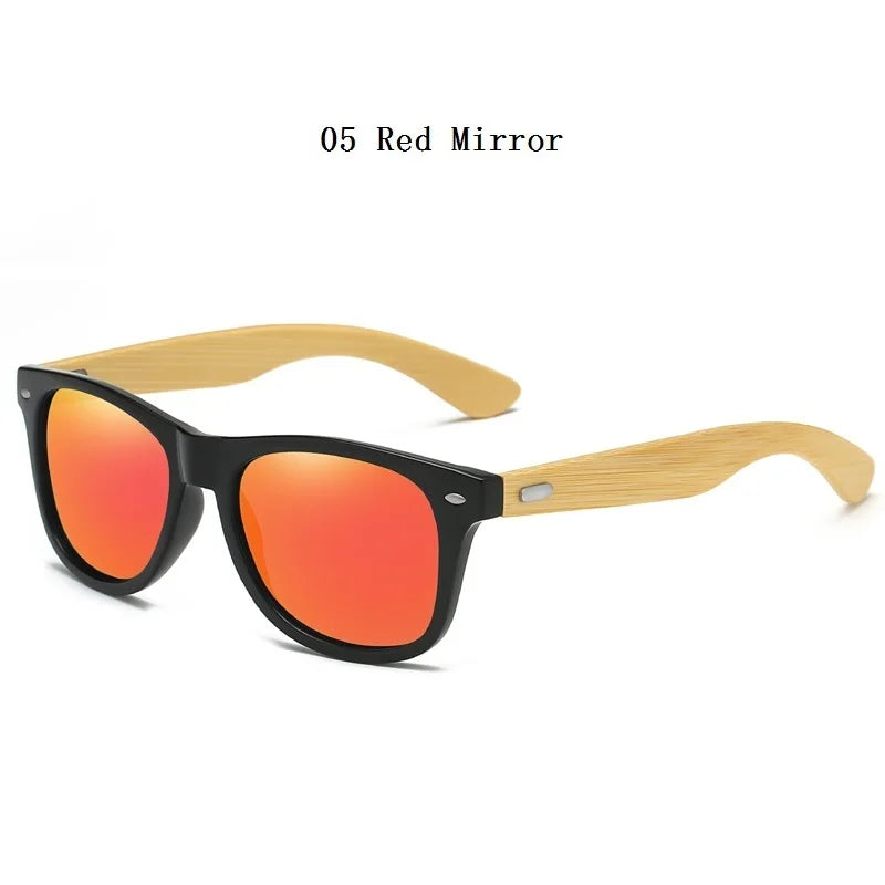 Lunettes de soleil en bois de bambou à la mode pour hommes et femmes, classiques carrées, Vintage, pour la conduite, noires, pour la pêche, UV400