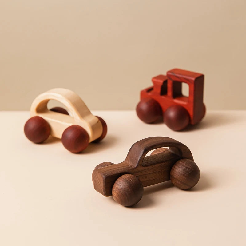 Décennie s de voiture en bois de hêtre pour bébé, jouets de dessin animé, Van dos Montessori, jouets de dentition pour enfants, cadeau d'anniversaire pour nouveau-né