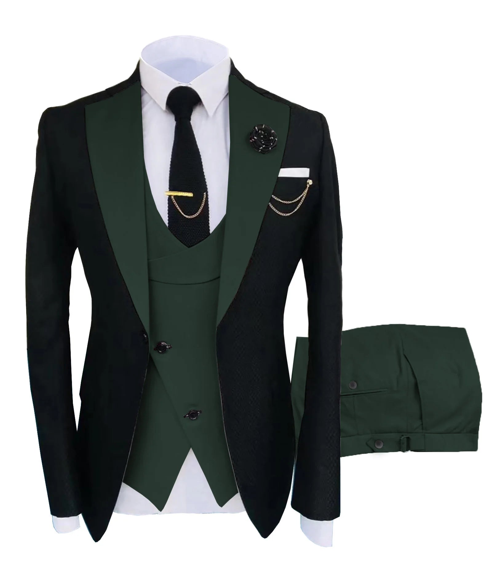 Men's Regular Fit Tuxedo Set, Dipped Jacket, Jacket and Enamel FJD, Popular Clothing, Luxury, Party, Stage, GroomTIME, New, 3 Pieces
