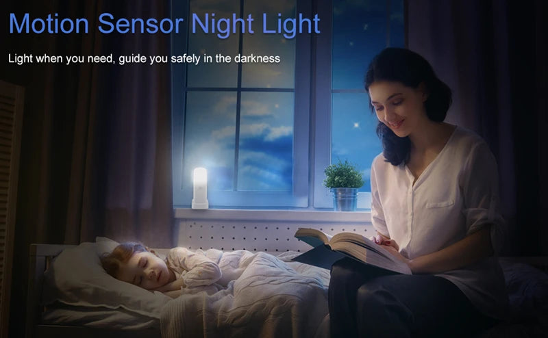 Veilleuse d'intérieur avec détecteur de mouvement, lumière LED à intensité variable rechargeable par USB, lampe de nuit portable activée par le mouvement pour chambre d'enfant