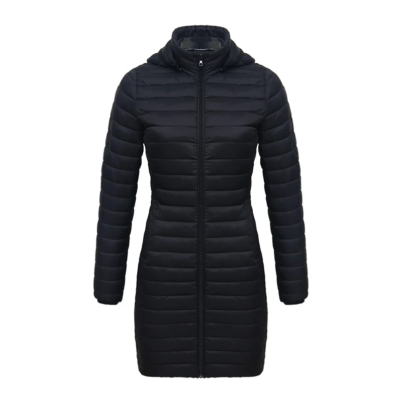 SANTELON hiver femmes ample Long Parka manteau avec capuche amovible femme solide ultraléger Portable chaud rembourré coton vêtements d'extérieur