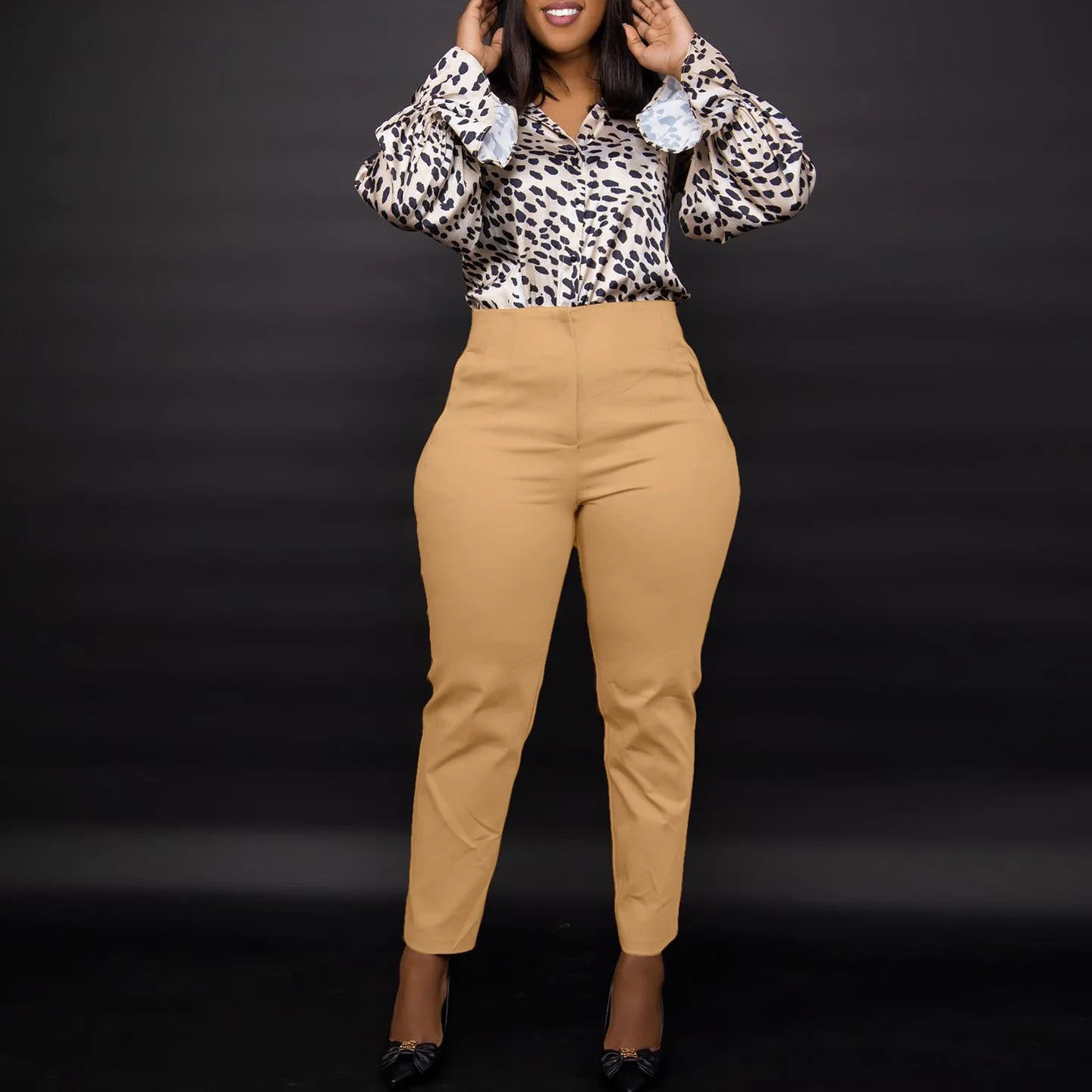 D3250 New Arrivals Women's Pants & Trousers Women High Waist Tight Solid Color Elegant Office Pants for Ladies Casual Pants