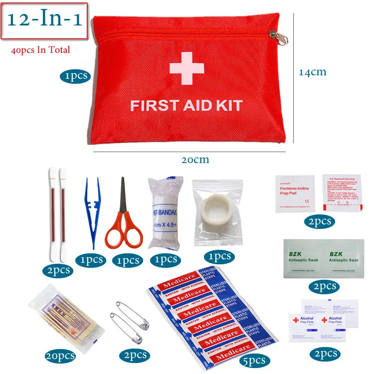Kit d'urgence de voyage pour camping en plein air, pour la pêche, traitement médical familial, sac de premiers secours Portable étanche, étui pour Kits d'urgence