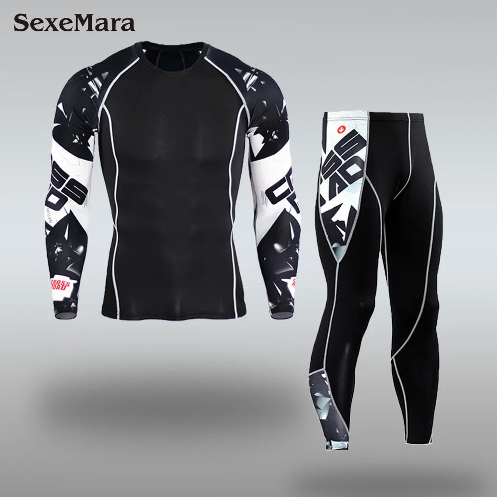 New Men's Thermal Underwear Sets, Compression Sports Suit, Sweat-Wicking, Quick-Drying Thermal Underwear, Men's Long Johns Sets