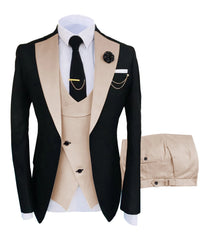 Men's Regular Fit Tuxedo Set, Dipped Jacket, Jacket and Enamel FJD, Popular Clothing, Luxury, Party, Stage, GroomTIME, New, 3 Pieces