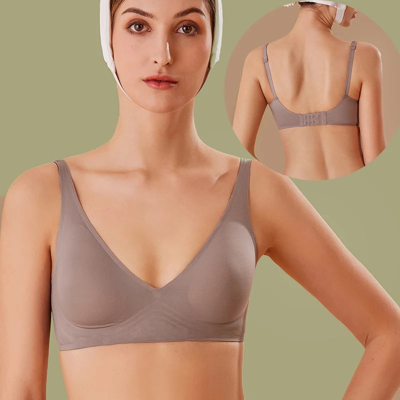 Femmes Latex soutien-gorge sous-vêtements sans couture Sexy brassières femme sans fil soutiens-gorge doux femme intimes Lingerie grande taille Bralette S-XL