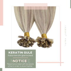 Ugeat U-Tip Human Hair Extensions 1g/s U-Tip Hair for Women 14-24" Pre-Glued Hair Extensions 50g/100g Keratin Tip Hair