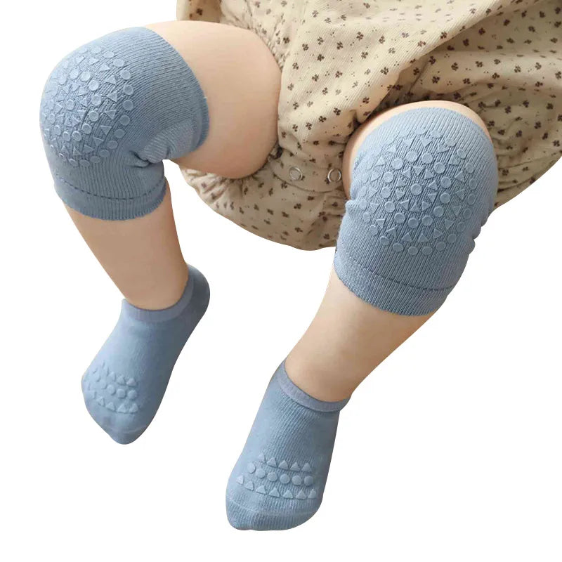 Ensemble de chaussettes et genouillères pour bébé, pour filles et garçons, couleur unie, antidérapantes, sécurité pour enfants rampantes, protection des jambes et des genoux