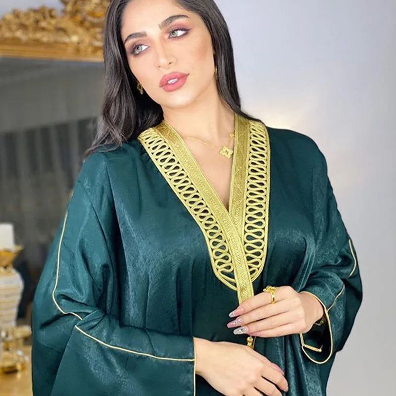 Ab015 Women's Modest Cardigan Abaya Long Muslim Robe Bat Sleeves Dubai Turkish Style Ramadan Summer Polyester Material ODM