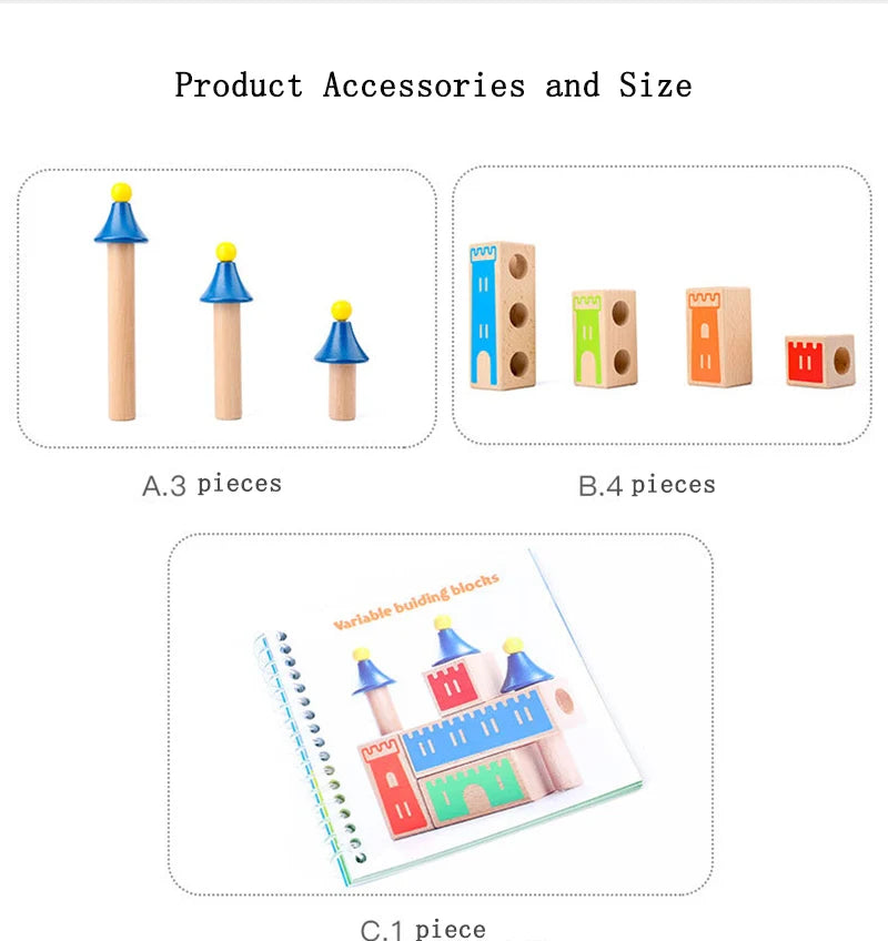 Puzzle en bois Montessori pour enfants, château de rêve changeant de bois, bloc de construction, jeu d'entraînement IQ, cadeau de pensée logique, jouets pour enfants