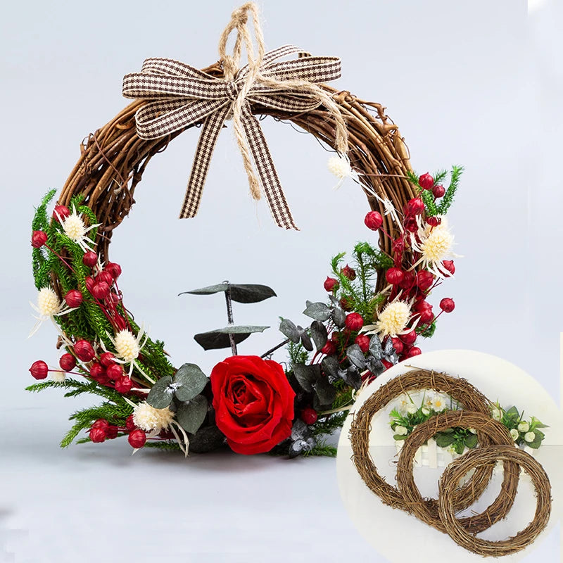 Décorations de joyeux noël pour la maison, guirlande de couronne en rotin naturel, artisanat d'arbre, accessoires de décoration de noël, printemps, mariage, nouvel an, bricolage