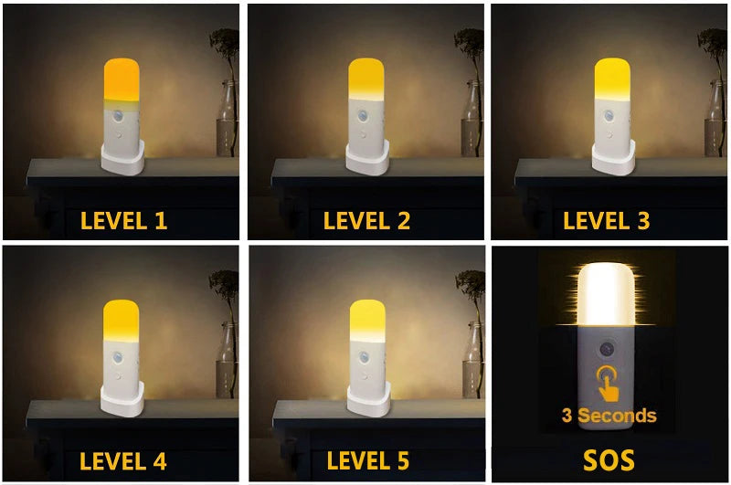 Veilleuse d'intérieur avec détecteur de mouvement, lumière LED à intensité variable rechargeable par USB, lampe de nuit portable activée par le mouvement pour chambre d'enfant