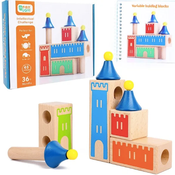 Puzzle en bois Montessori pour enfants, château de rêve changeant de bois, bloc de construction, jeu d'entraînement IQ, cadeau de pensée logique, jouets pour enfants