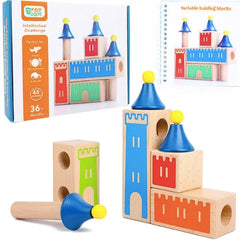 Puzzle en bois Montessori pour enfants, château de rêve changeant de bois, bloc de construction, jeu d'entraînement IQ, cadeau de pensée logique, jouets pour enfants