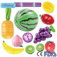 Jouet de Simulation 3D en bois Montessori, coupe magnétique de fruits, banane, citrons, modèle de cuisine, jouets éducatifs précoces, cadeau pour enfants