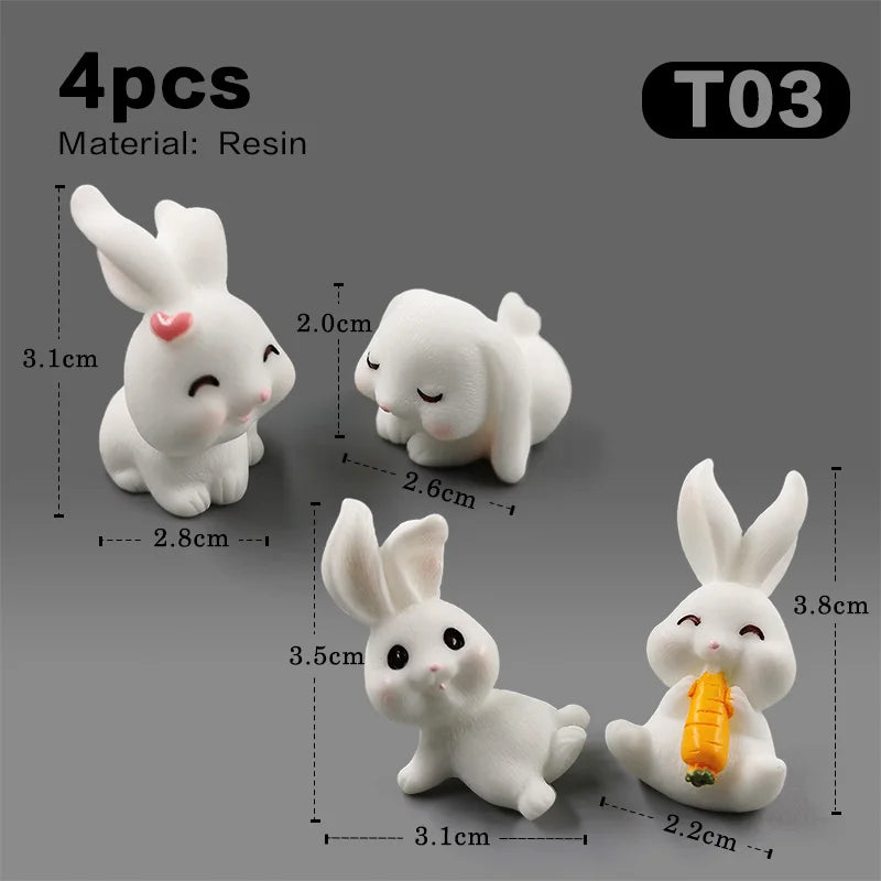 Figurine de pâques de noël, lapin blanc, carotte, bricolage, décor de chambre Kawaii, accessoires de décoration de jardin féerique miniatures modernes