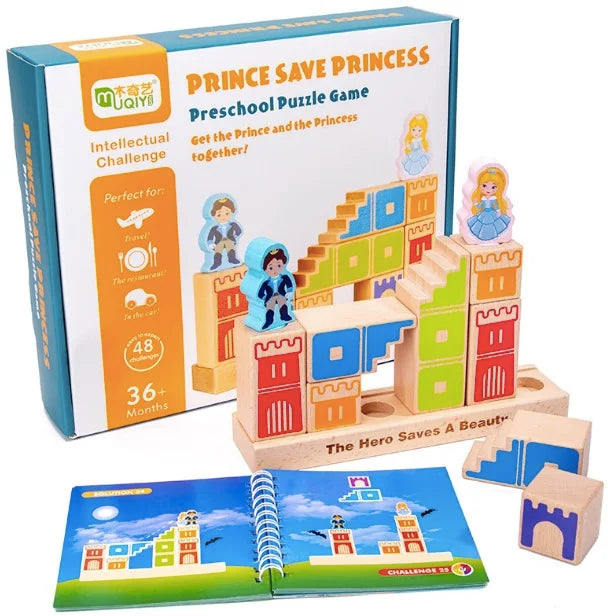 Puzzle en bois Montessori pour enfants, château de rêve changeant de bois, bloc de construction, jeu d'entraînement IQ, cadeau de pensée logique, jouets pour enfants