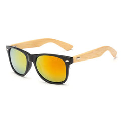Lunettes de soleil carrées en bois de bambou pour hommes et femmes, design de marque, revêtement miroir, rétro, UV400