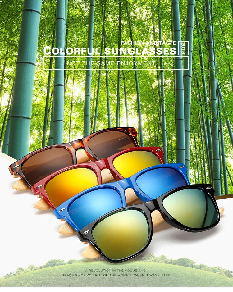 Lunettes de soleil carrées en bois de bambou pour hommes et femmes, design de marque, revêtement miroir, rétro, UV400