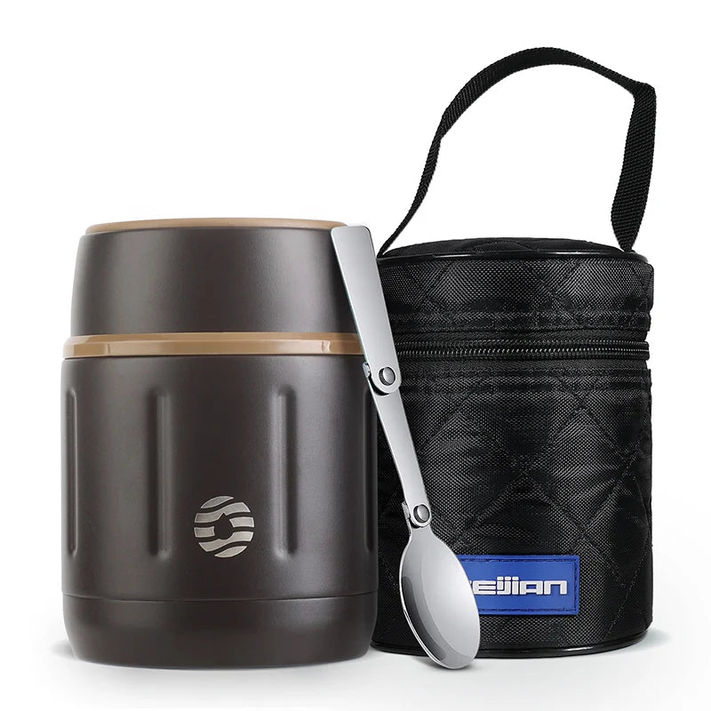 FEIJIAN – Thermos alimentaire 500ml, bocal alimentaire isolé sous vide en acier inoxydable 316 avec cuillère, boîte à déjeuner pour enfants