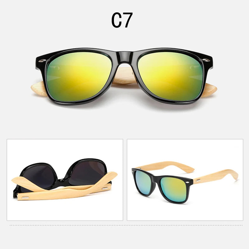 Lunettes De soleil en bois hommes femmes carré bambou femmes pour femmes hommes miroir lunettes De soleil surdimensionné rétro De Sol Masculino à la main
