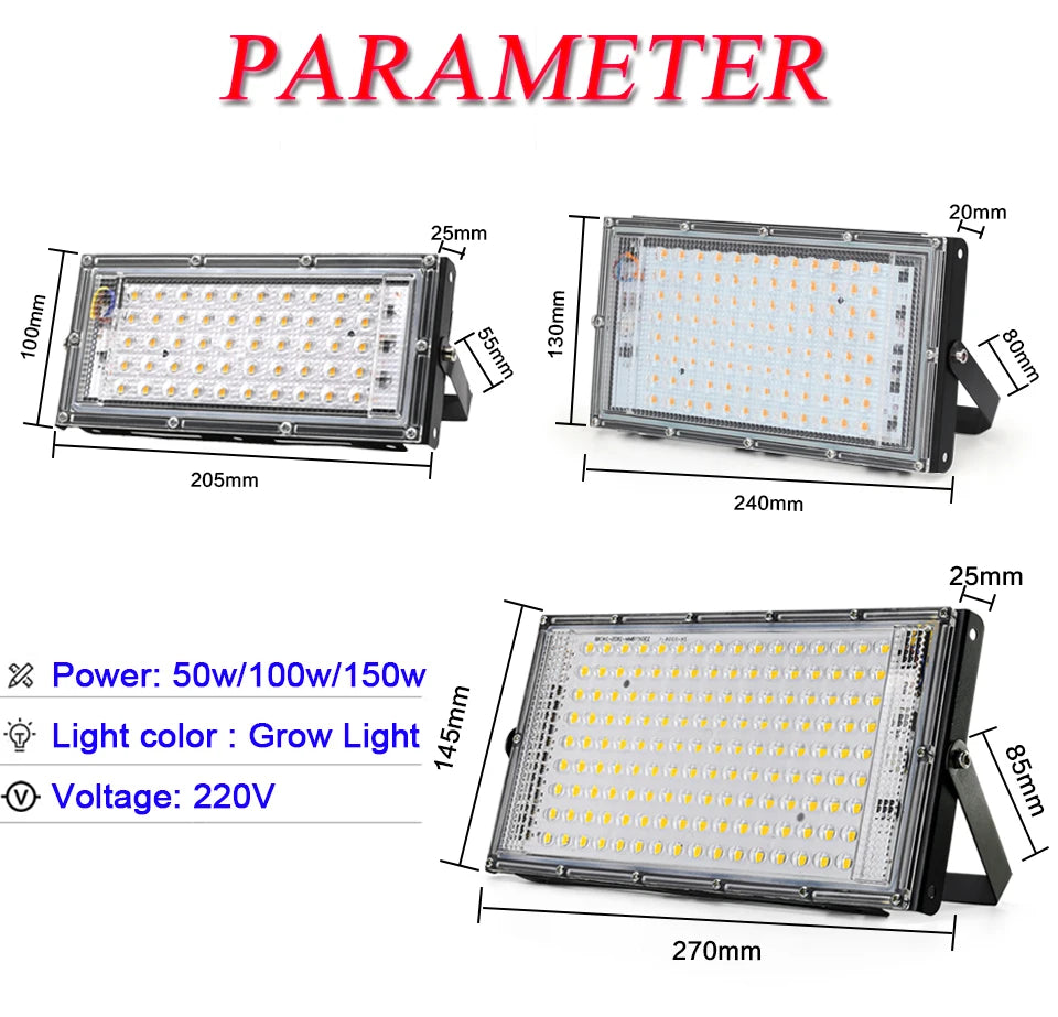 Projecteur LED extérieur 50W 100W 150W 220V projecteur étanche intérieur LED Spot extérieur lampadaires paysage projecteur