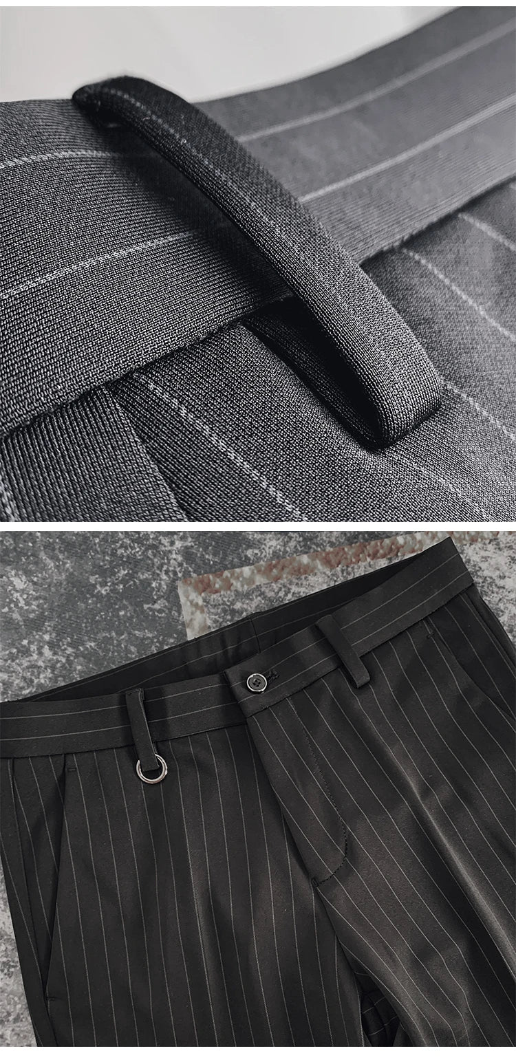 Men's Suit Formal Trousers, Men's Stretch Slim Fit Solid Color Casual Outfit Full Length Trousers, Fashion New Men's Clothing