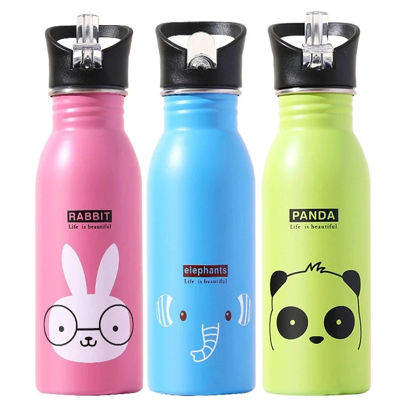 Bouteilles d'eau de sport en acier inoxydable pour enfants, 500ml, Portable, cyclisme en plein air, Camping, vélo, bouilloire