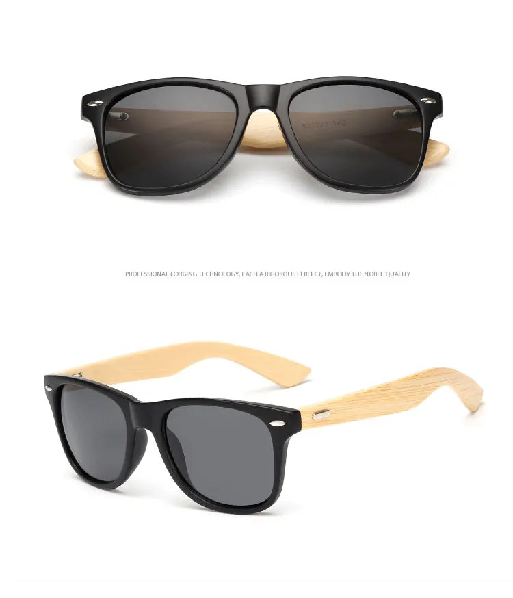 Lunettes de soleil carrées en bois de bambou pour hommes et femmes, design de marque, revêtement miroir, rétro, UV400