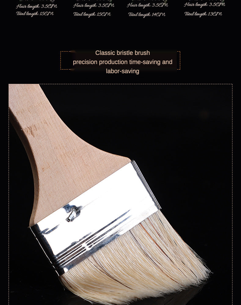 12 pièces/ensemble, pinceau de peinture à l'huile pour aquarelle, brosse d'art en poils de porc, brosse de nettoyage en bois facile à nettoyer, brosse à récurer pour barbecue