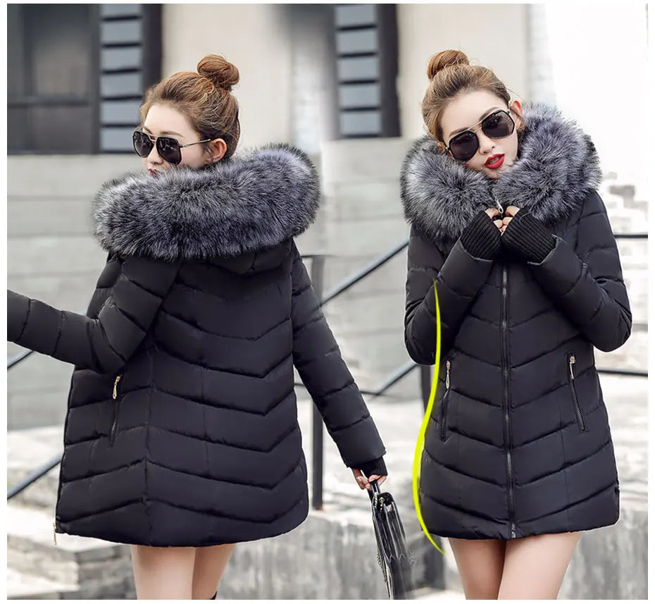 2025 nouveauté mode mince femmes veste d'hiver coton rembourré chaud épaissir dames manteau longs manteaux Parka femmes vestes