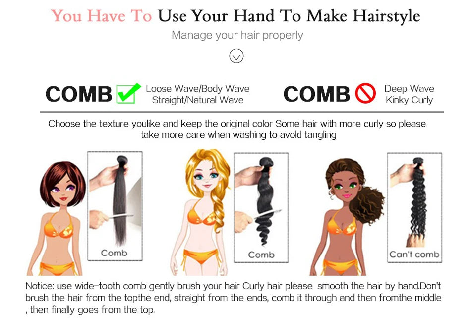 Crochet curly human hair extensions, knotless, pre-parted, feathery, human hair, water wave, invisible knot with string