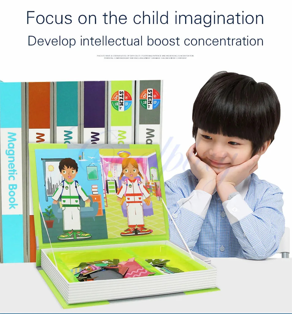 Livre de Puzzle magnétique pour enfants, jouets intelligents 3D, jeux d'entraînement cérébral, jouets éducatifs Montessori, cadeaux pour enfants, jouets de noël