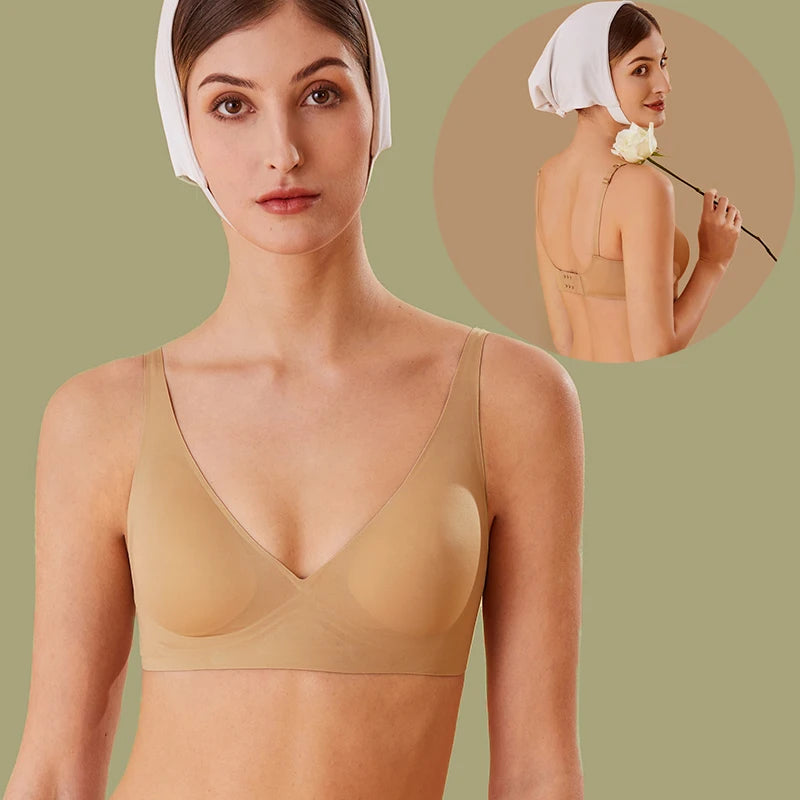 Femmes Latex soutien-gorge sous-vêtements sans couture Sexy brassières femme sans fil soutiens-gorge doux femme intimes Lingerie grande taille Bralette S-XL