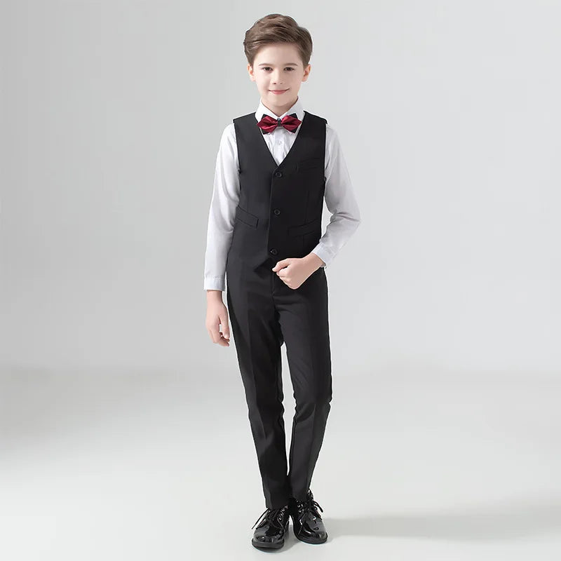 Costume de mariage formel pour garçons, Blazer de smoking pour fête de bal pour enfants, Costume de spectacle Pinao pour la journée des enfants, uniforme scolaire 2-14T