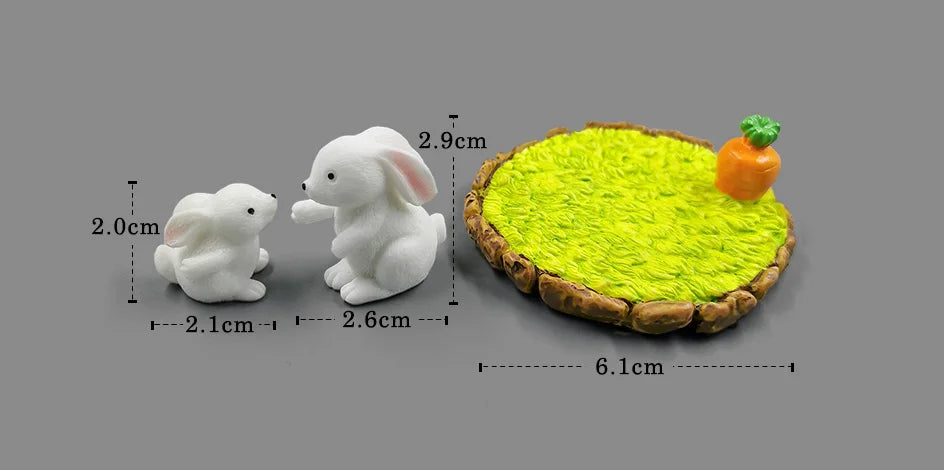 Figurine de pâques de noël, lapin blanc, carotte, bricolage, décor de chambre Kawaii, accessoires de décoration de jardin féerique miniatures modernes