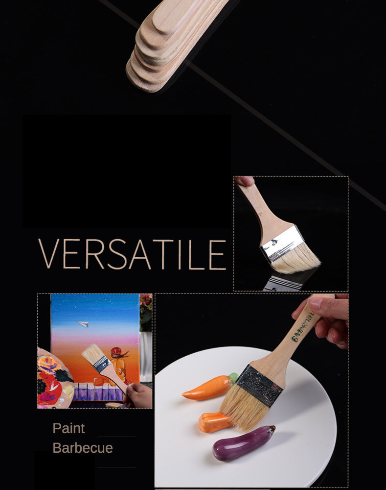 12 pièces/ensemble, pinceau de peinture à l'huile pour aquarelle, brosse d'art en poils de porc, brosse de nettoyage en bois facile à nettoyer, brosse à récurer pour barbecue