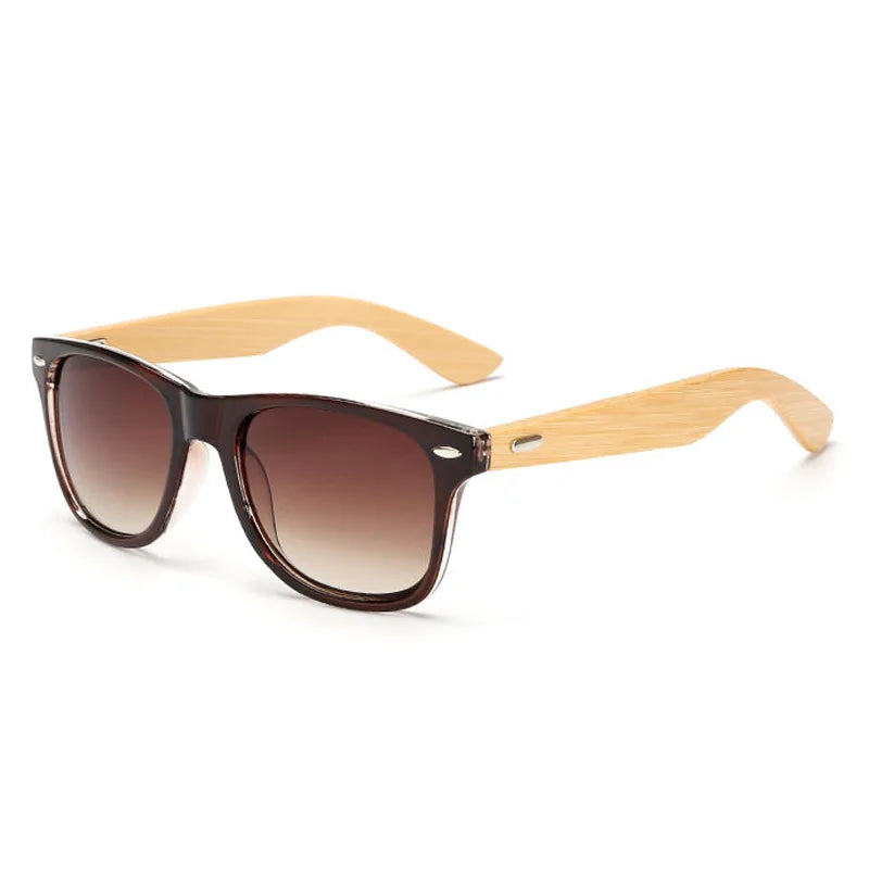 Lunettes de soleil carrées en bois de bambou pour hommes et femmes, design de marque, revêtement miroir, rétro, UV400