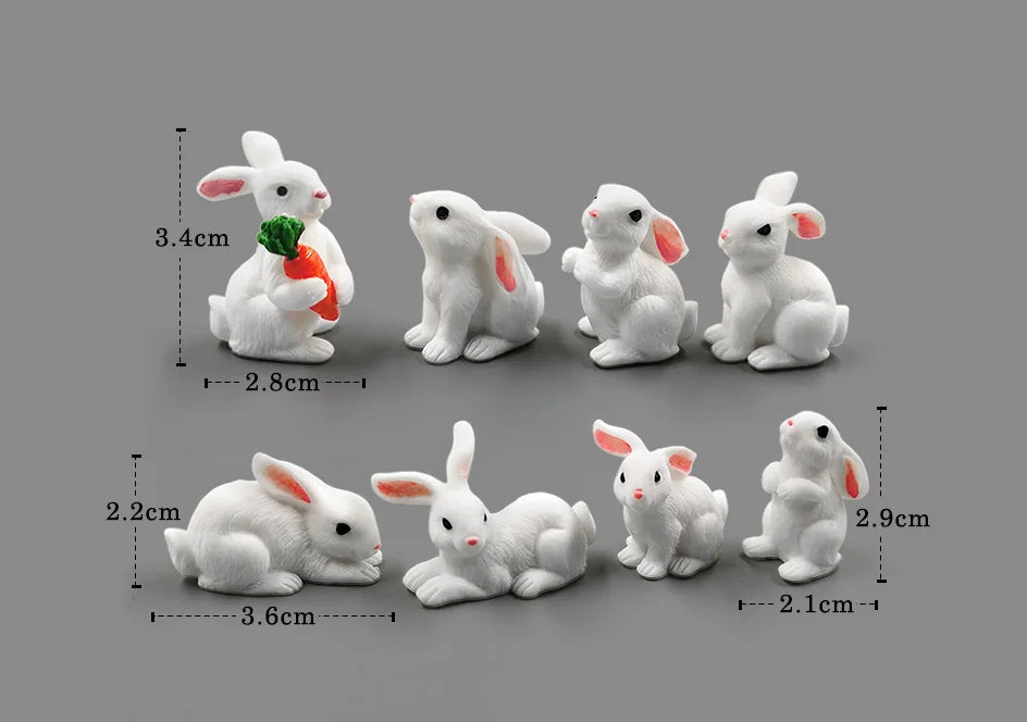 Figurine de pâques de noël, lapin blanc, carotte, bricolage, décor de chambre Kawaii, accessoires de décoration de jardin féerique miniatures modernes