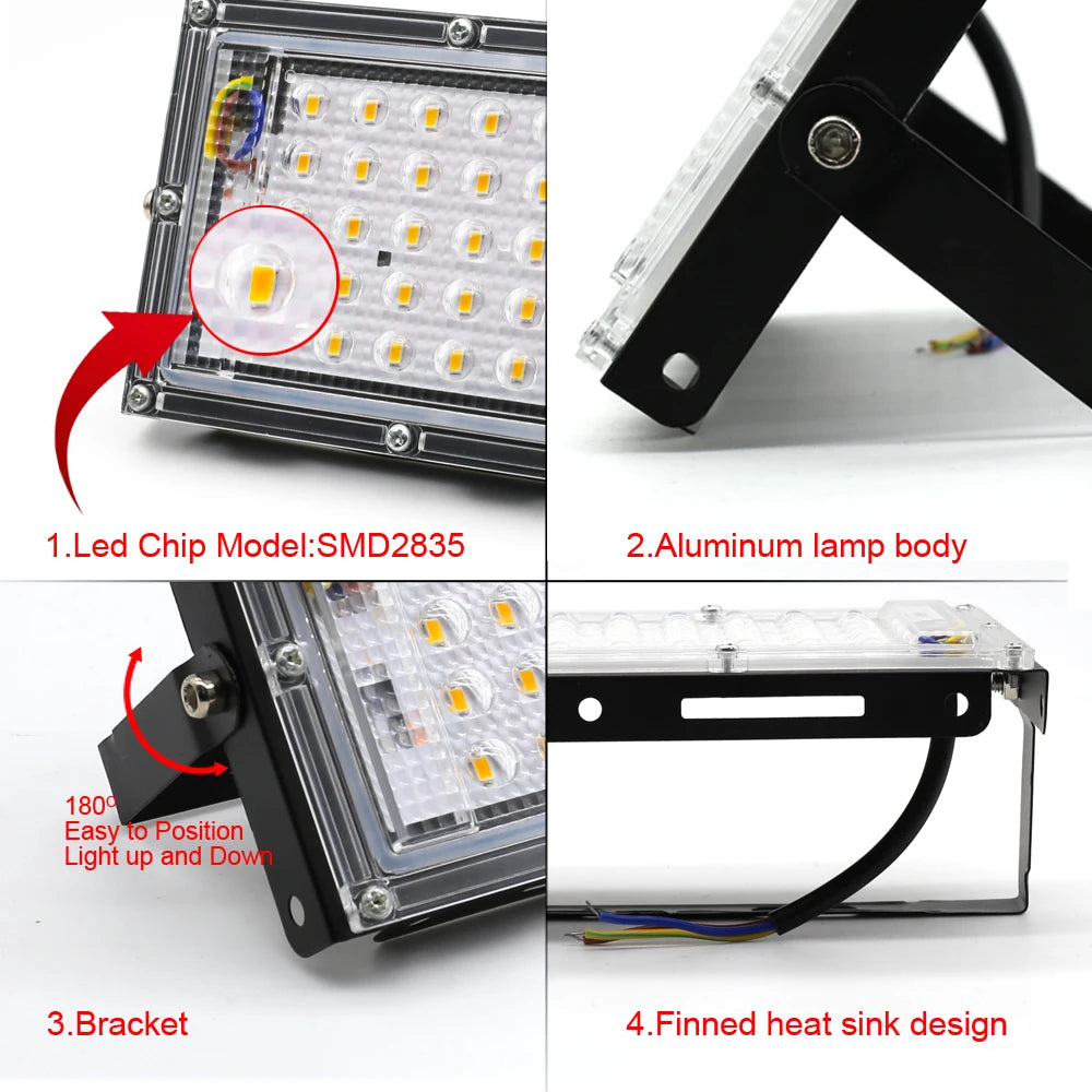 Projecteur LED extérieur 50W 100W 150W 220V projecteur étanche intérieur LED Spot extérieur lampadaires paysage projecteur