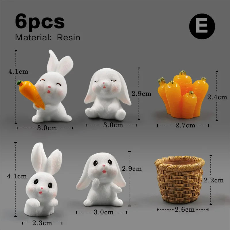 Figurine de pâques de noël, lapin blanc, carotte, bricolage, décor de chambre Kawaii, accessoires de décoration de jardin féerique miniatures modernes