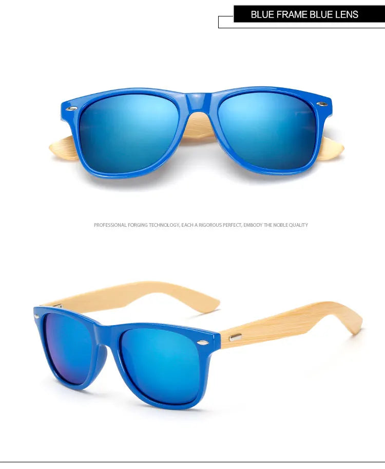 Lunettes de soleil carrées en bois de bambou pour hommes et femmes, design de marque, revêtement miroir, rétro, UV400