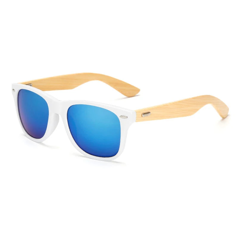 Lunettes de soleil carrées en bois de bambou pour hommes et femmes, design de marque, revêtement miroir, rétro, UV400