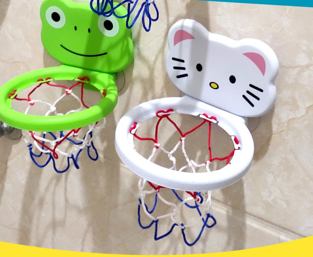Cadre de basket-ball d'intérieur sur le thème des animaux pour tout-petits, ensemble de jouets de bain pour enfants avec 3 balles en plastique, jeu amusant interactif pour bébés Parents et enfants